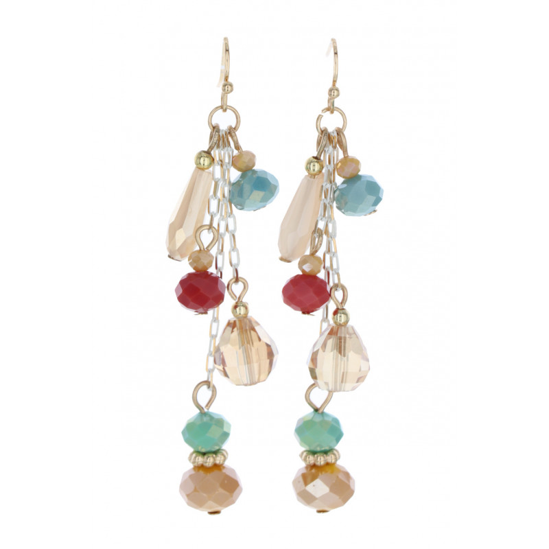 EARRINGS WITH PENDANT AND MULTI PEARLS