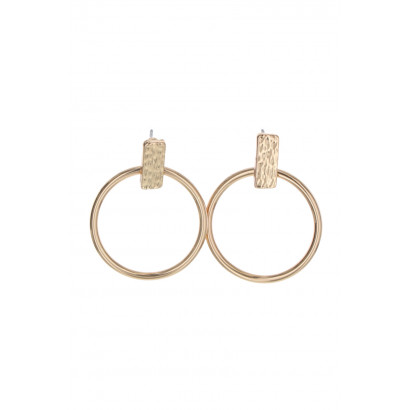 EARRINGS HAMMERED RECTANGULAR SHAPE AND RING