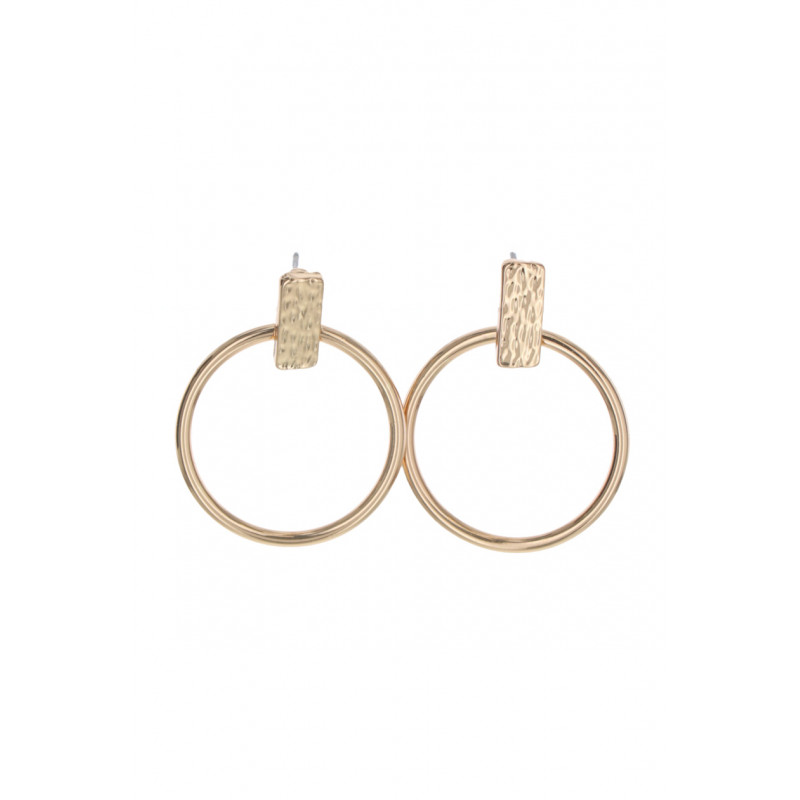 EARRINGS HAMMERED RECTANGULAR SHAPE AND RING