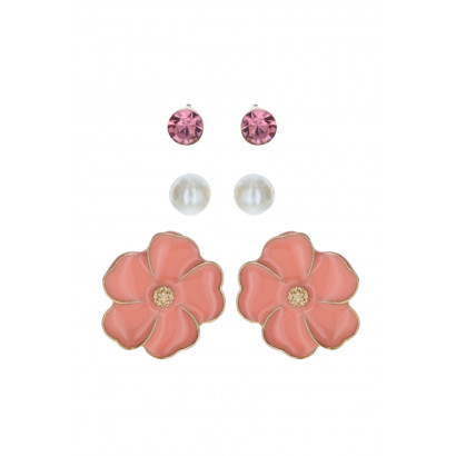 SET: 3 B.O. FORME DE FLEUR, PERLES ET STRASS