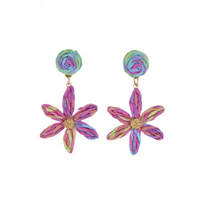 PENDIENTES FORMA DE FLORE DE RAFIA