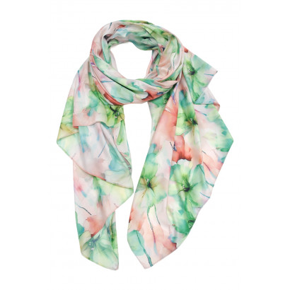 POLYSILK SCARF WITH FLOWERS PATTERN