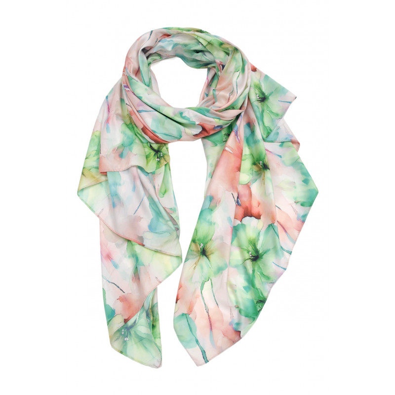 POLYSILK SJAAL MET BLOEMEN PATROON