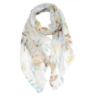 SCARF PRINTED FLOWERS AND LEAVES