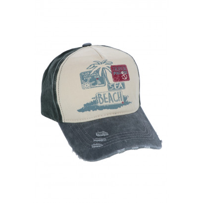 CAP FOR MEN IN DENIM WITH BEACH/SEA