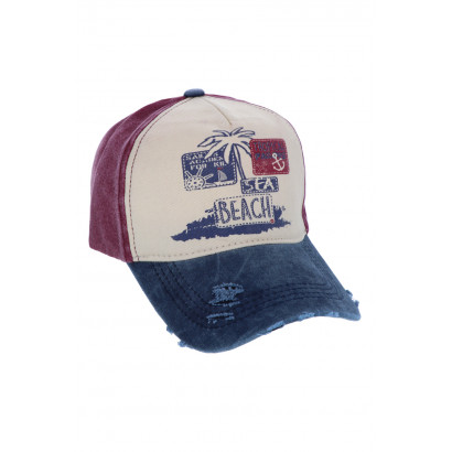 CAP FOR MEN IN DENIM WITH BEACH/SEA