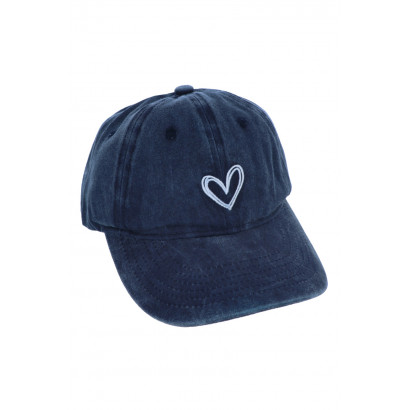 JEANS CAP EENVOUDIGE KLEUR MET HARTJE