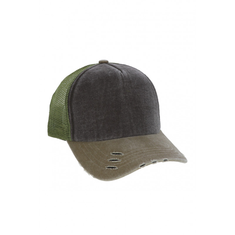 MEN'S DENIM CAP WITH HOLE AND MESH