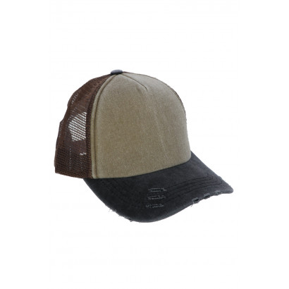 MEN'S DENIM CAP WITH HOLE AND MESH