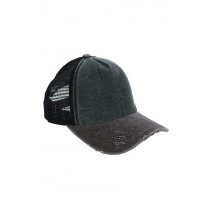 MEN'S DENIM CAP WITH HOLE AND MESH