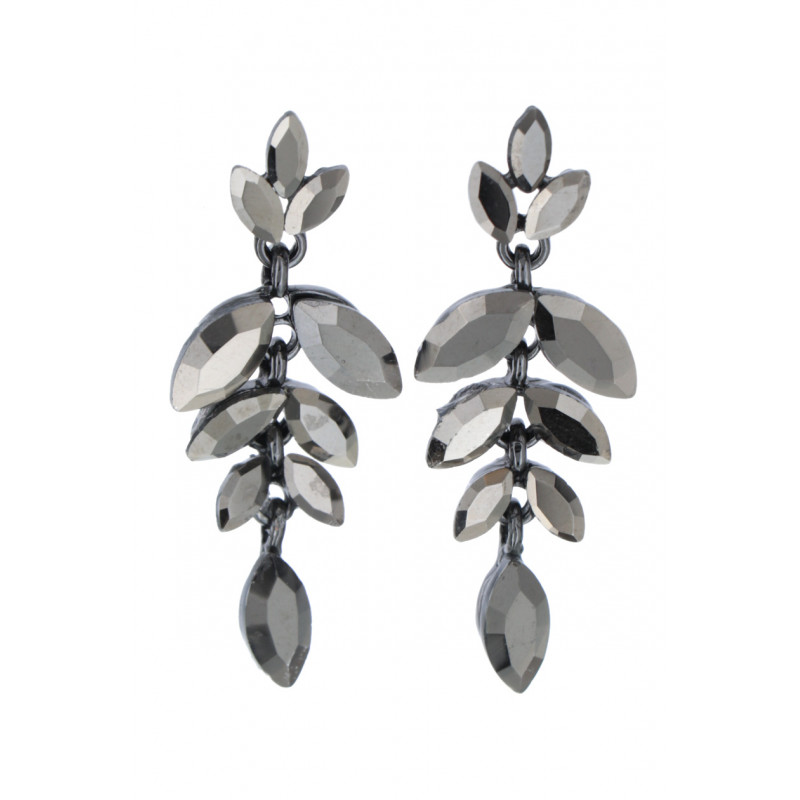 EARRINGS LEAF SHAPE WITH RHINESTONE