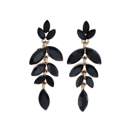 EARRINGS LEAF SHAPE WITH RHINESTONE