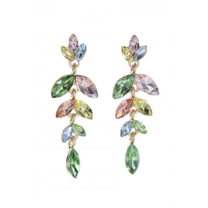 EARRINGS LEAF SHAPE WITH RHINESTONE