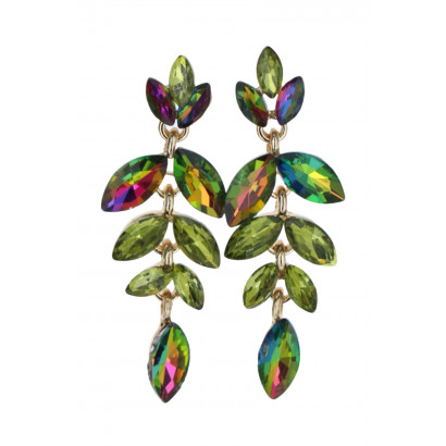 EARRINGS LEAF SHAPE WITH RHINESTONE