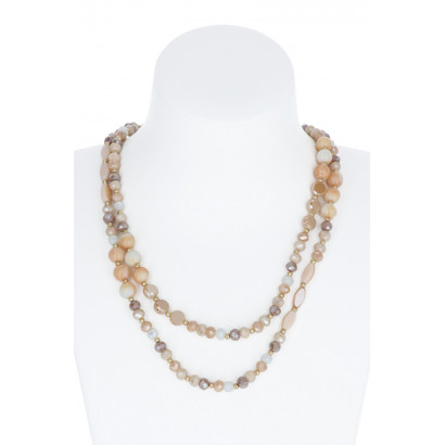 MULTI ROWS NECKLACE WITH FACETED BEADS