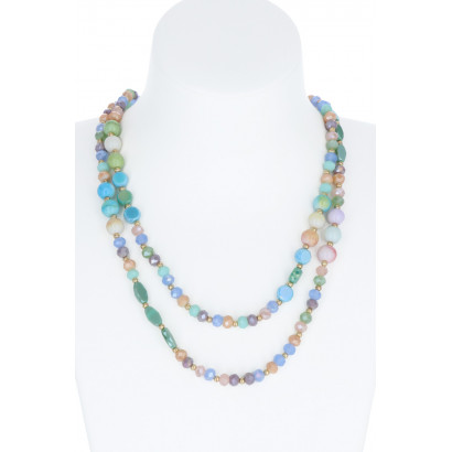 MULTI ROWS NECKLACE WITH FACETED BEADS