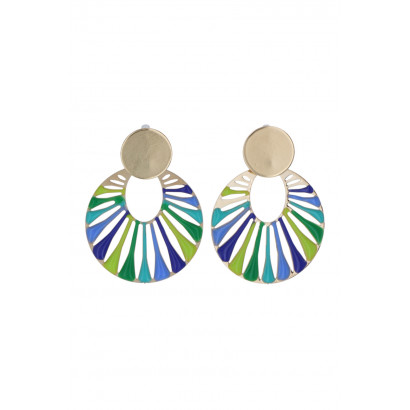 EARRINGS ROUND SHAPE & COLORED STRIPES