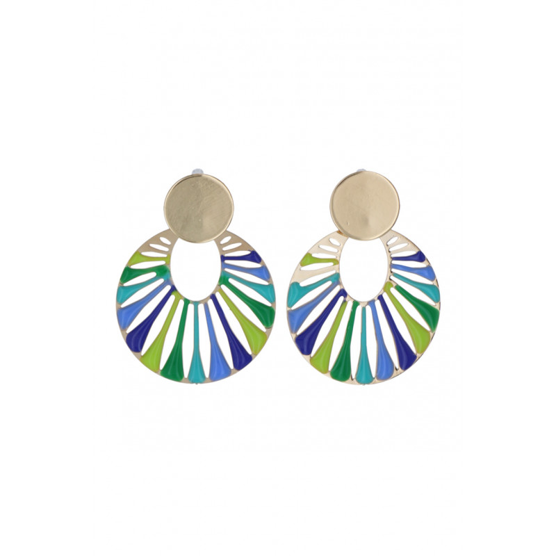 EARRINGS ROUND SHAPE & COLORED STRIPES