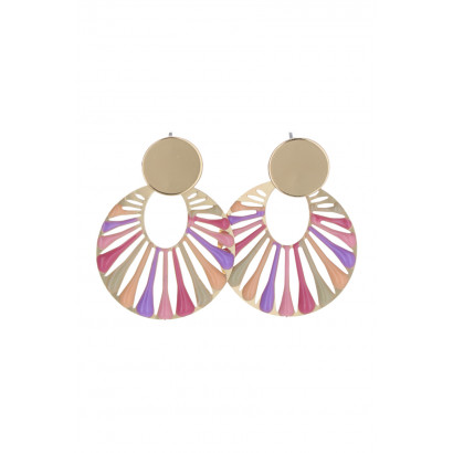 EARRINGS ROUND SHAPE & COLORED STRIPES