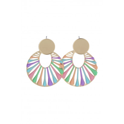 EARRINGS ROUND SHAPE & COLORED STRIPES