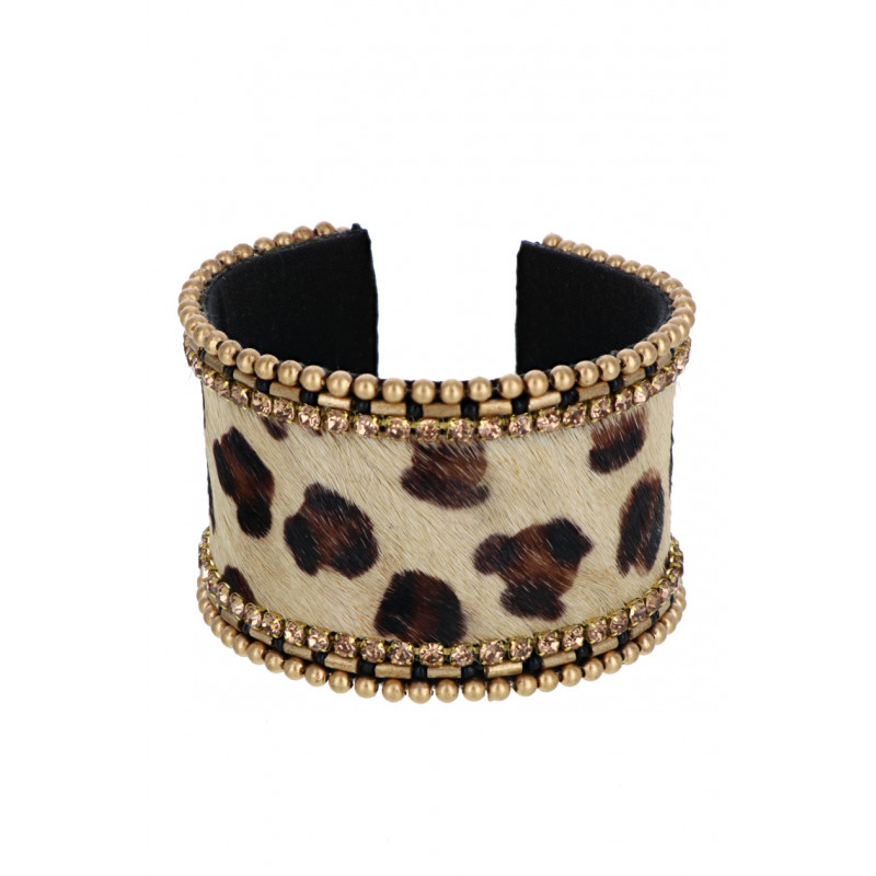 BRACELET MANCHETTE, IMPRIMÉ ANIMAL, PETITES PERLES