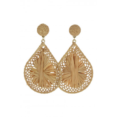 EARRINGS DROP SHAPE WITH RAFFIA