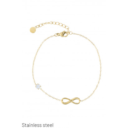 STAINLESS STEEL BRACELET INFINITY SYMBOL, STRASS