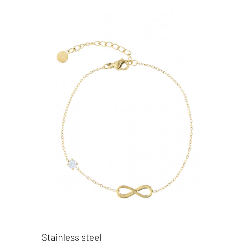 STAINLESS STEEL BRACELET INFINITY SYMBOL, STRASS