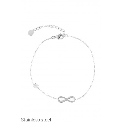 STAINLESS STEEL BRACELET INFINITY SYMBOL, STRASS