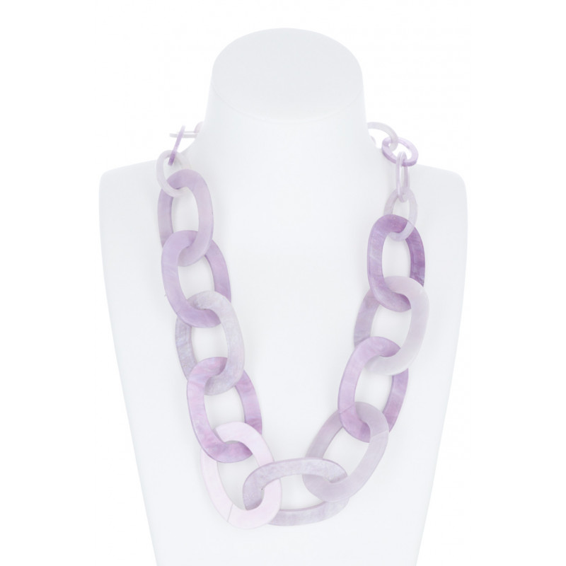 RESINE LINK NECKLACE WITH MARBLE EFFECT, GLITTERS