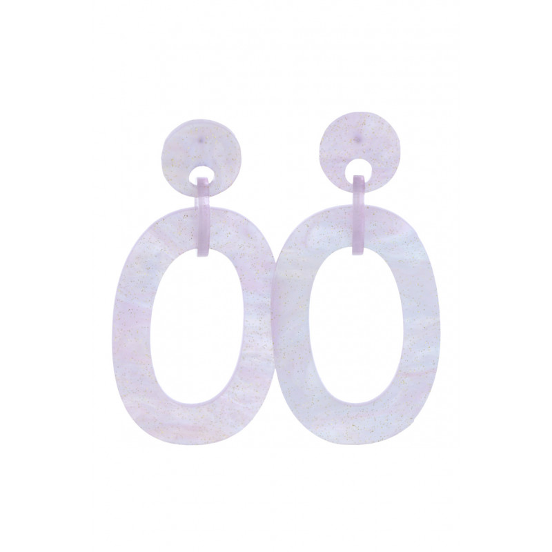 EARRINGS OVAL SHAPE RESIN, MARBLE EFFECT, GLITTERS