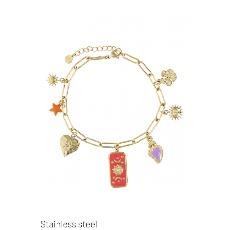 STL.ST LINK BRACELET WITH HEART, STAR, FLOWER