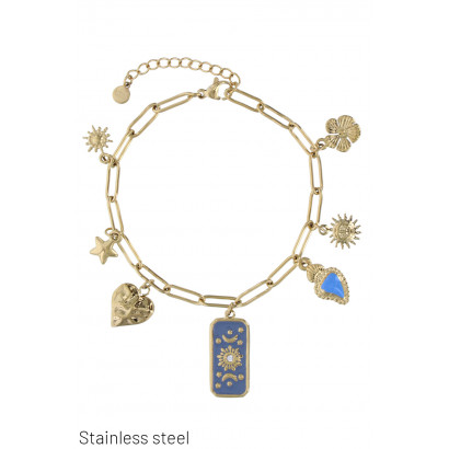 STL.ST LINK BRACELET WITH HEART, STAR, FLOWER