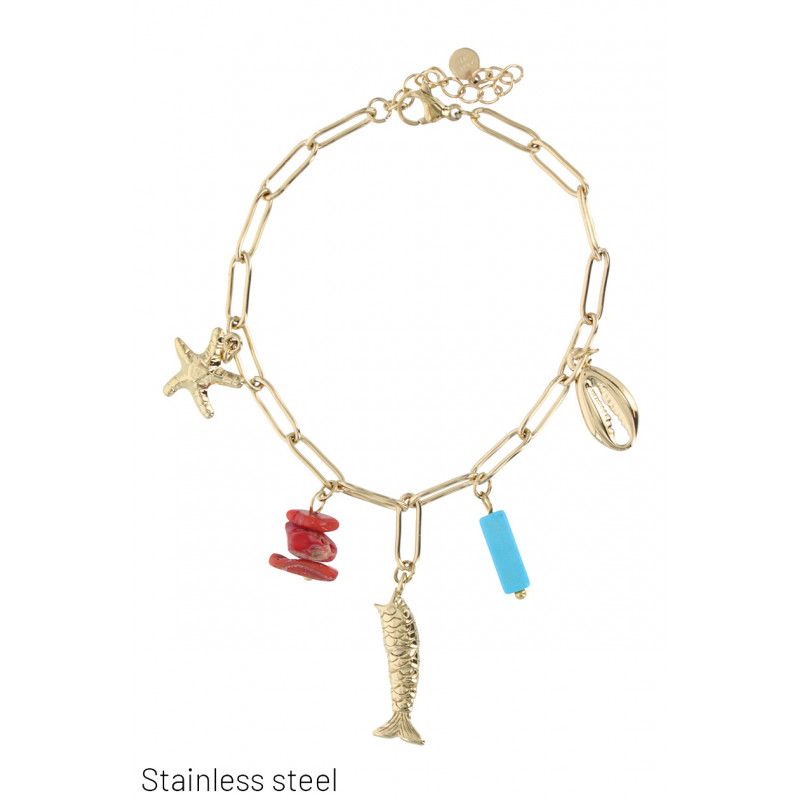 STL.ST BRACELET WITH STONES, SHELL, FISH, STARFISH