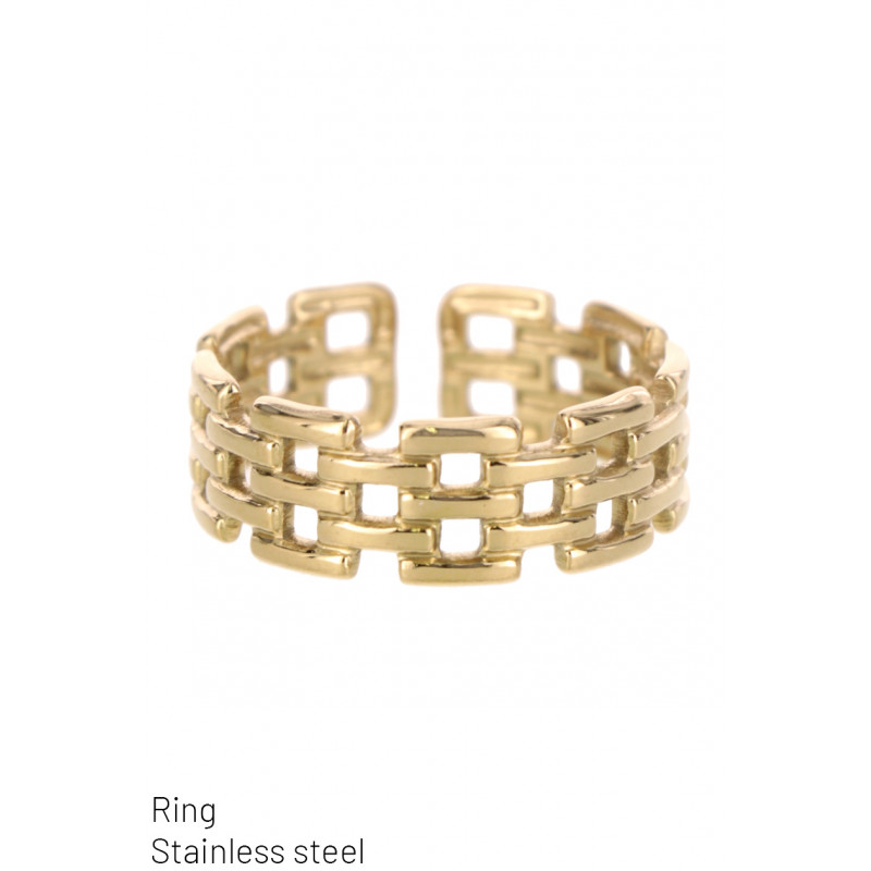 RING STAINLESS STEEL, 3 ROWS WITH LINK