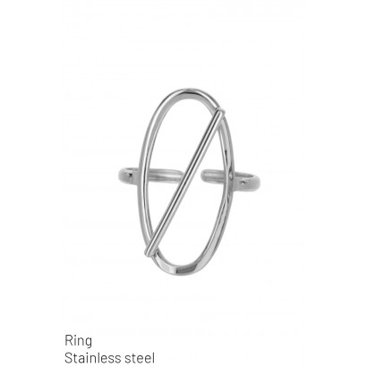 RING STAINLESS STEEL WITH OVAL, STRAIGHT LINE SHAP