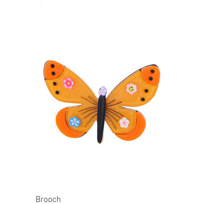 BROCHE AVEC PAPILLION ET FLEURS