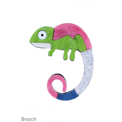 BROOCH WITH CHAMELEON AND GLITTERS