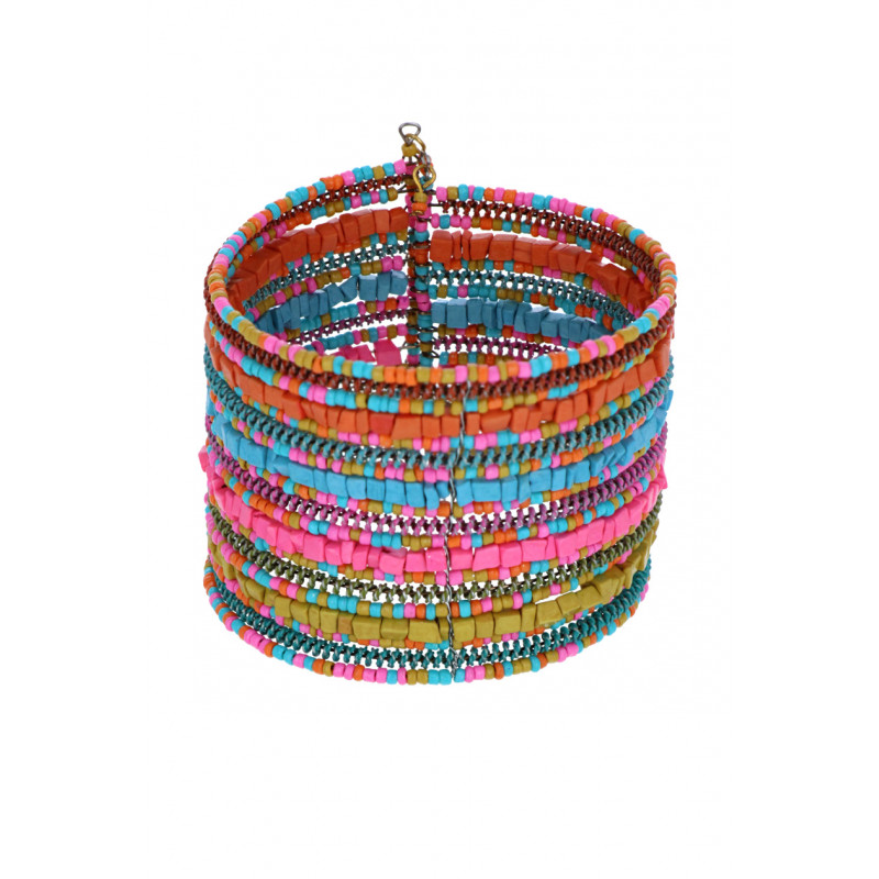 RIGID BRACELET MULTIROWS WITH SEED BEADS