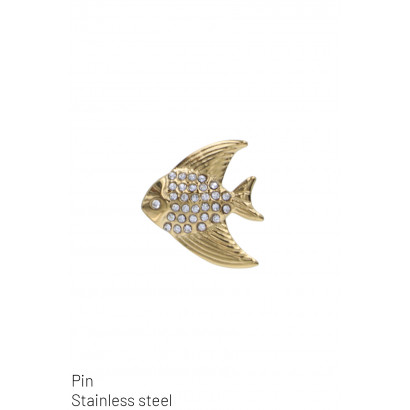 PINS EN ACIER EN FORME DE POISSON ET STRASS