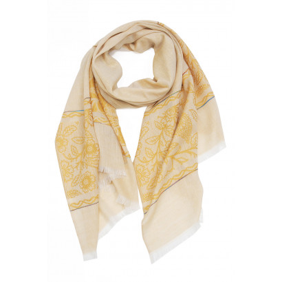 WOVEN SCARF WITH FLORAL PRINT AND LUREX