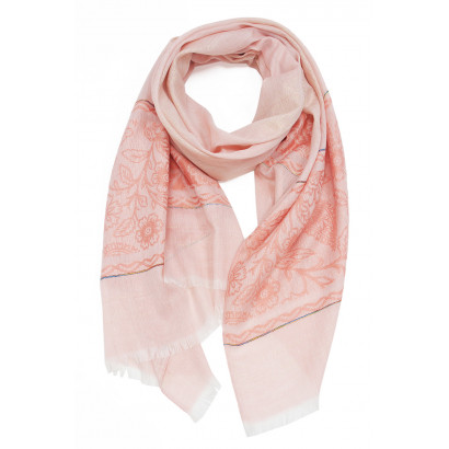 WOVEN SCARF WITH FLORAL PRINT AND LUREX