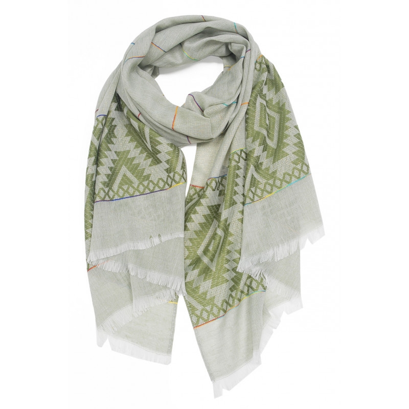 WOVEN  SCARF WITH GEOMETRIC SHAPE