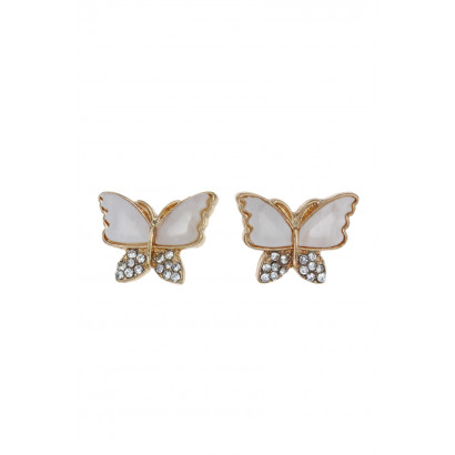 BOUCLES D'OREILLES EN FORME DE PAPILLION ET STRASS