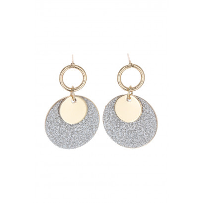 EARRINGS ROUND SHAPE, METAL AND GLITTERS