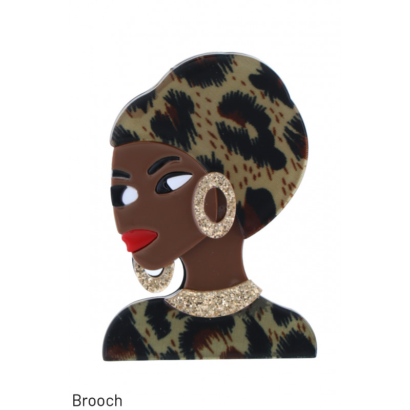 BROCHE MET DAME MET AFRICANSESTIJL