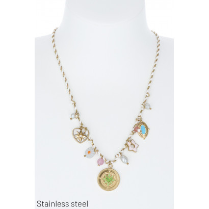 TOUW KETTING & STALEN BEDELS: HART, STERREN, PAREL