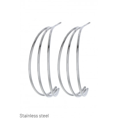 EAR. STAINL. STEEL HALF-MOON SHAPE, METALIC WIRE