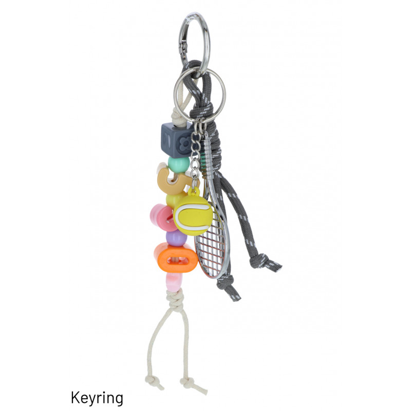 PORTE-CLEFS LETTRES, BALLE ET RAQUETTE DE TENNIS