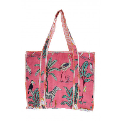 PADDED TOTE BAG WITH ANIMAL PATTERN